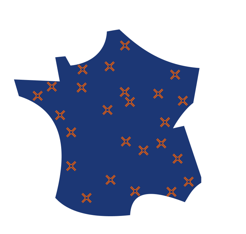 carte de france avec les emplacement des agences